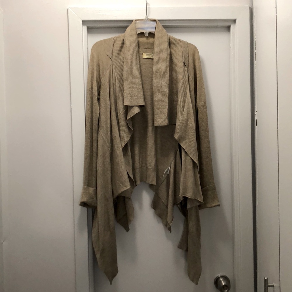 Allsaints Delphia Waterfall Cardigan in Light Tan